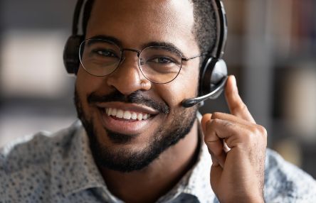 Person talking with headset